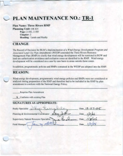 Three Rivers RMP Maintenance Sheets