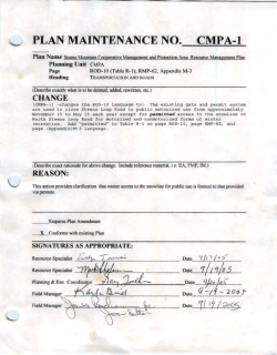 Steens Mountain CMPA RMP Maintenance Sheets
