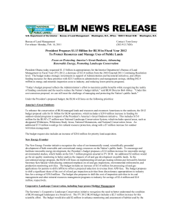 BLM 2012 Budget Press Release