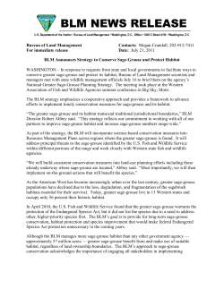 Sage-Grouse Press Release