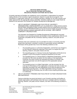 Use of University Premises and Facilities