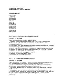 MBA Core Course Learning Outcomes