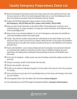 Faculty Emergency Preparedness Checklist