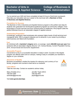 Fact Sheet: BA in Business and Applied Science