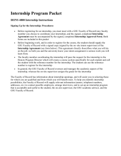 2016 Honors Program Internship Packet
