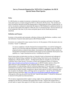 Attachment 1 to Instruction Memorandum No. CA-2009-026, Survey Protocols Required for NEPA and ESA Compliance for BLM Special Status Plant Species