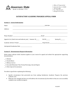 Satisfactory Academic Progress Appeal Form&nbsp;