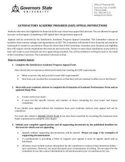 Satisfactory Academic Progress Appeal Instructions