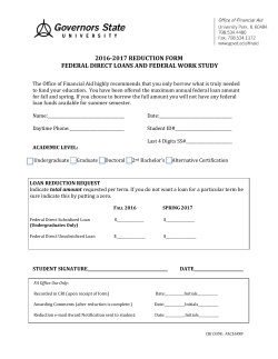 Revision Request Reduction - Federal Direct Loan and Work-Study