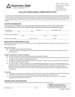 High School Completion Status Form&nbsp;