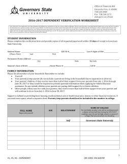 Dependent Verification Worksheet