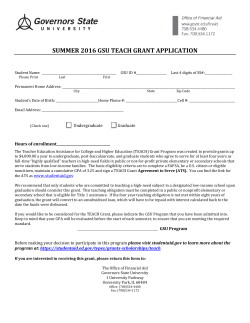 TEACH Grant Application - Summer 2016