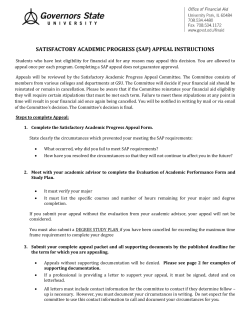 Satisfactory Academic Progress Appeal Instructions