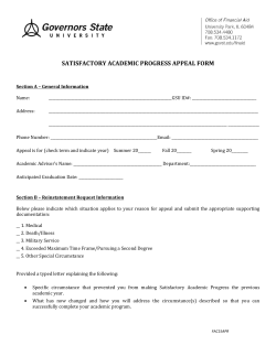 Satisfactory Academic Progress Appeal Form
