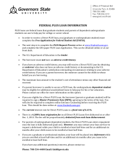 Grad/Parent PLUS Information Sheet