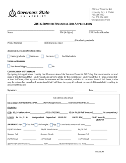 2016 Summer Financial Aid Application