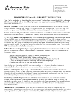 Important Financial Aid Information