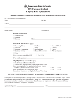 Off Campus Student Employment Application