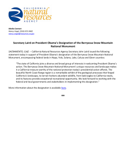 Secretary Laird on President Obama's Designation of the Berryessa Snow Mountain National Monument (pdf)