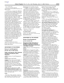 Federal Register Notice Call for Public Nominations of Inholdings