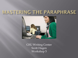 Mastering the Paraphrase