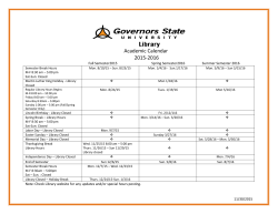 Library Academic Calendar 2015-2016