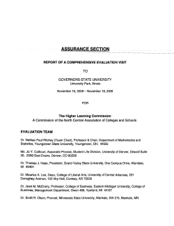Assurance Section/ Report of a Comprehensive Evaluation Visit