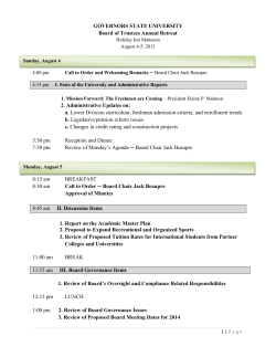 Board Retreat Agenda - August 4-5, 2013