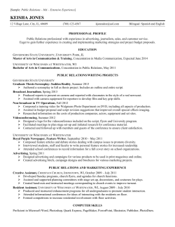 Public Relations - Extensive Experience