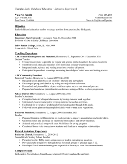 Early Childhood Education - Extensive Experience