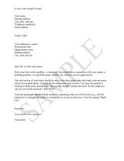 Cover Letter Format