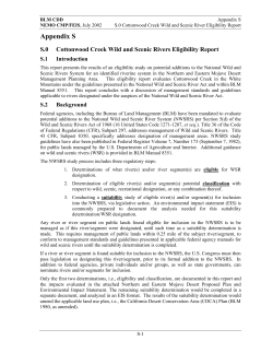 S. Wild and Scenic River Eligibility Report for Cottonwood Creek