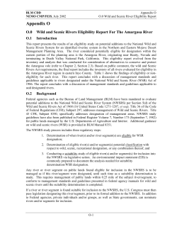 O. Wild and Scenic River Eligibility Report for the Amargosa River