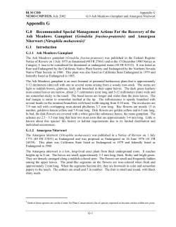 G. Recommended Special Management Actions for T E Plant