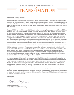 President s Letter to GSU