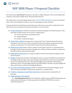 SBIR Phase I Checklist