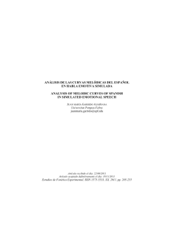 GARRIDO, J. M. (2011).- "An lisis de las curvas mel dicas del espa ol en habla emotiva simulada", Estudios de Fon tica Experimental , XX, pp. 205-255.