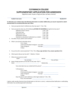 Supplemental Residence Information