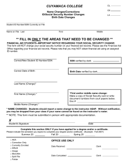Name Change/Date of Birth/Social Security Number Changes