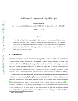 "Stability of Axisymmetric Liquid Bridges",