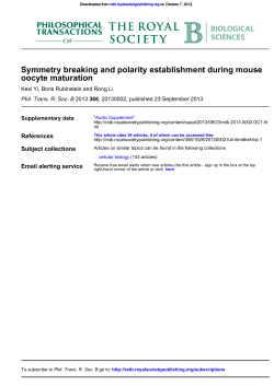 "Symmetry Breaking and Polarity Establishment during Mouse Oocyte Maturation",