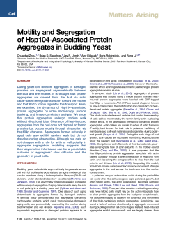 "Motility and Segregation of Hsp104-Associated Protein Aggregates in Budding Yeast",