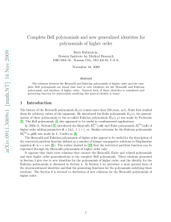 "Complete Bell Polynomials and New Generalized Identities for Polynomials of Higher Order".