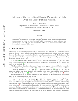 "Extension of the Bernoulli and Eulerian Polynomials of Higher Order and Vector Partition Function".