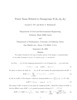 "Power Sums Related to Semigroups S(d 1 ,d 2 ,d 3 )"