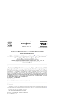"Dynamics of Domain Walls Governed by the Convective Cahn-Hilliar Equation"