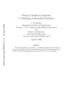 "Tools for Nonlinear Analysis: I. Unfolding of Dynamical Systems"