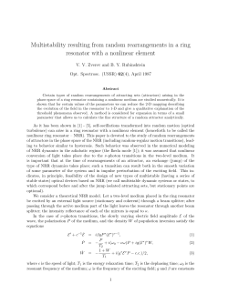 "Multistability Resulting from Random Rearrangements in a Ring Resonator with a Nonlinear Element''