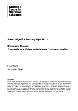 Bosnians in Chicago: Transnational activities and obstacles to transnationalism [PDF 349.01KB]
