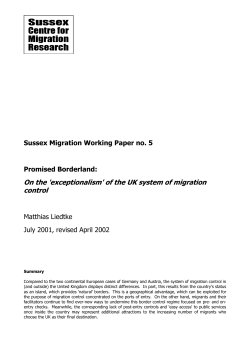 Promised Borderland: On the 'exceptionalism' of the UK system of migration control [PDF 418.17KB]